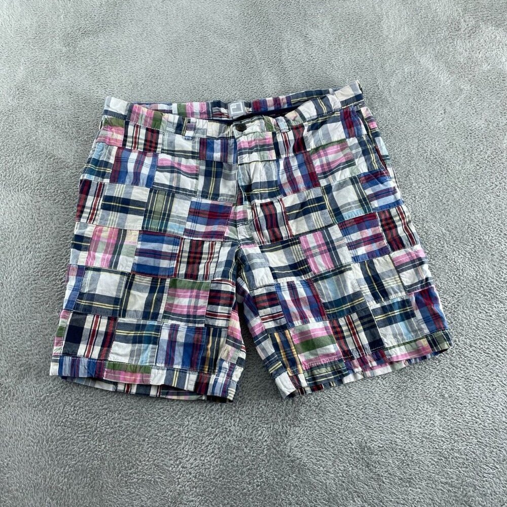 Mens JCP Plaid Patchwork Cotton Shorts Size 38 Multicolor Casual  4989